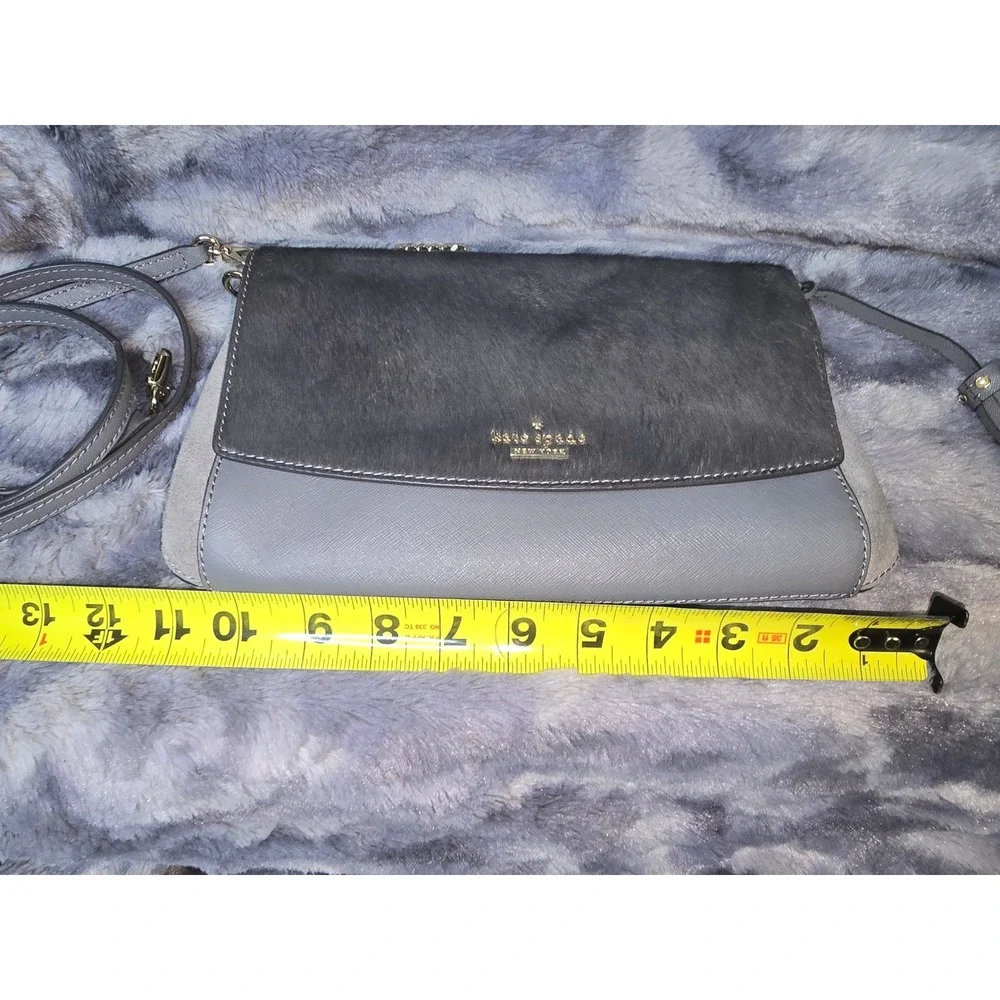 NWOT Kate Spade New York Laurel Way‎ Grey calf hair & Leather Chain Crossbody